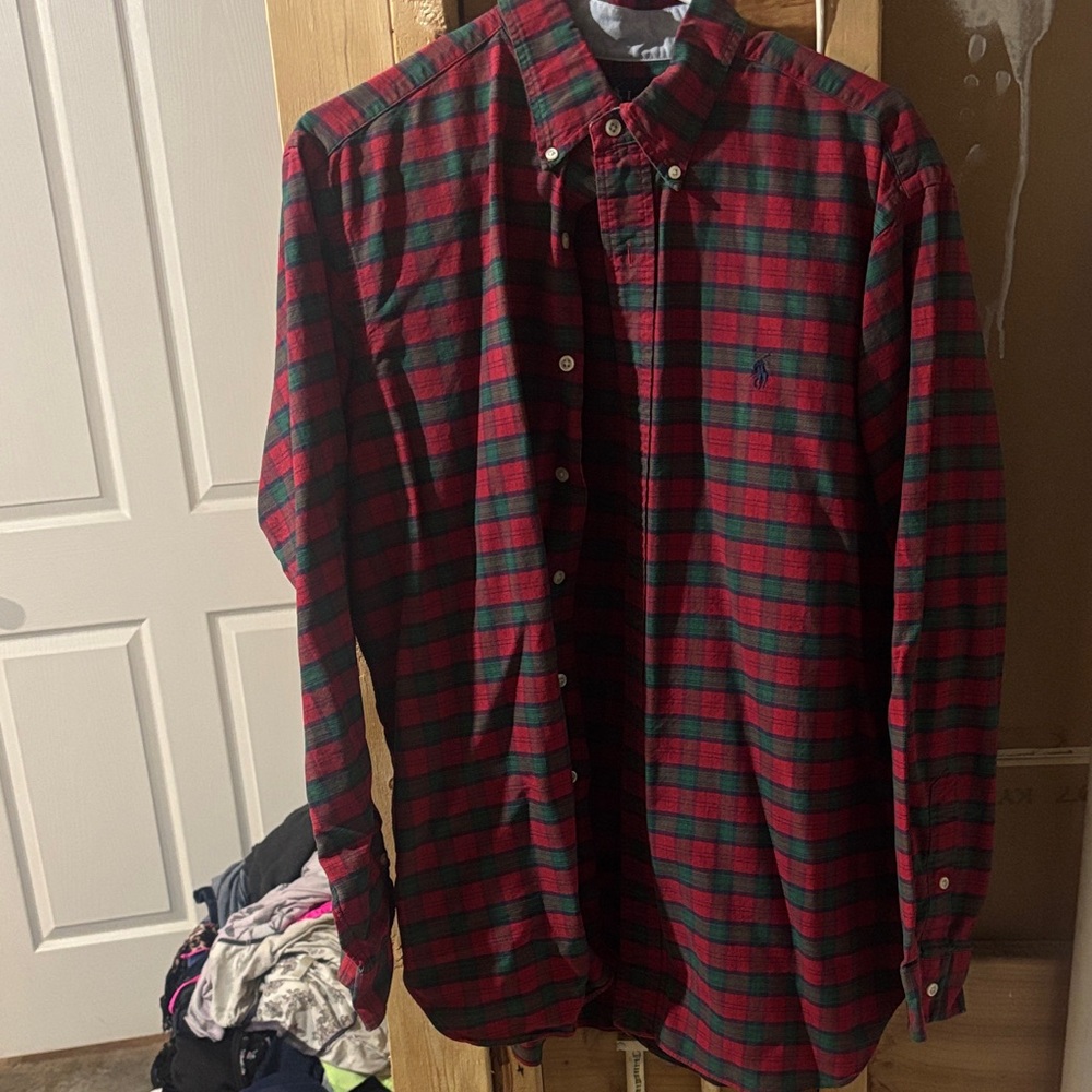 Ralph Lauren Red and Green Plaid Button Down Shirt